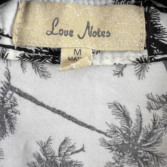Love Notes Vintage Palm Tree Print Black & White Cropped Button Down Top Size S - Picture 4 of 4